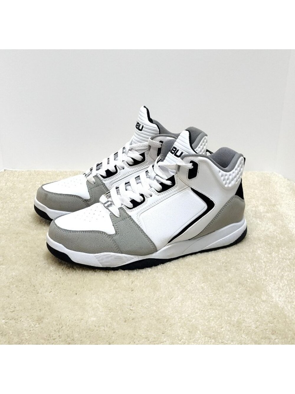 FUBU Mens Hustle Athletic Leisure Sneakers Size 10 White Grey High Top 36121868